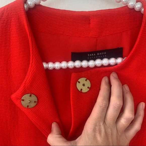 Zara Red Orange Bell Sleeve Snap Button Jacket - Picture 9 of 15